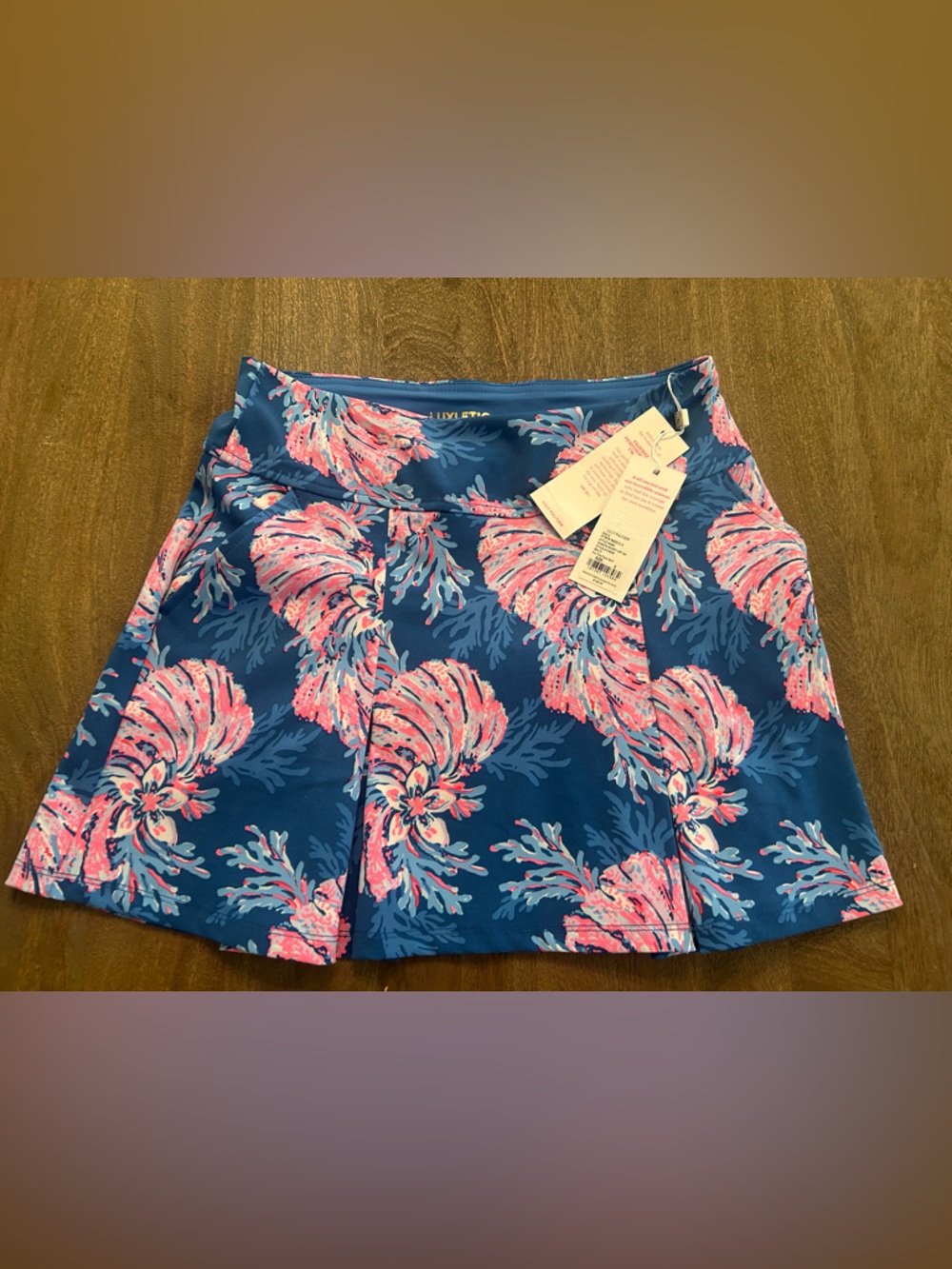 Lilly Pulitzer Luxletic Bessie Blue Athletic Skort Pink Floral Coral size 0